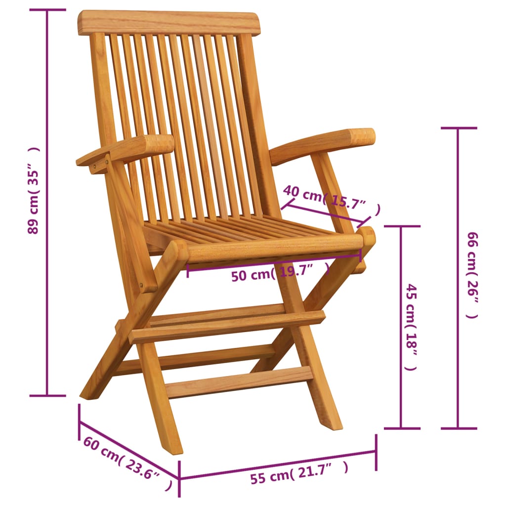 Anthrazitfarbene Gartenstühle und Kissen, 4er-Set, Teakholz