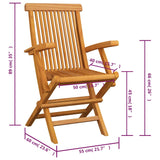 Chaises de jardin et coussins crème lot de 4 Bois teck massif