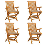 Chaises de jardin et coussins beige lot de 4 Bois teck massif