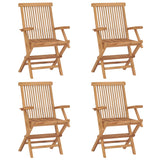 Chaises de jardin et coussins blanc crème lot de 4 Teck massif