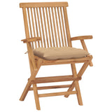 Chaises de jardin et coussins beige lot de 4 Bois teck massif