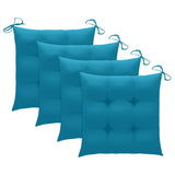 Chaises de jardin avec coussins bleu clair lot de 4 Teck massif