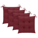 Garden chairs with burgundy red cushions set of 4 Teak