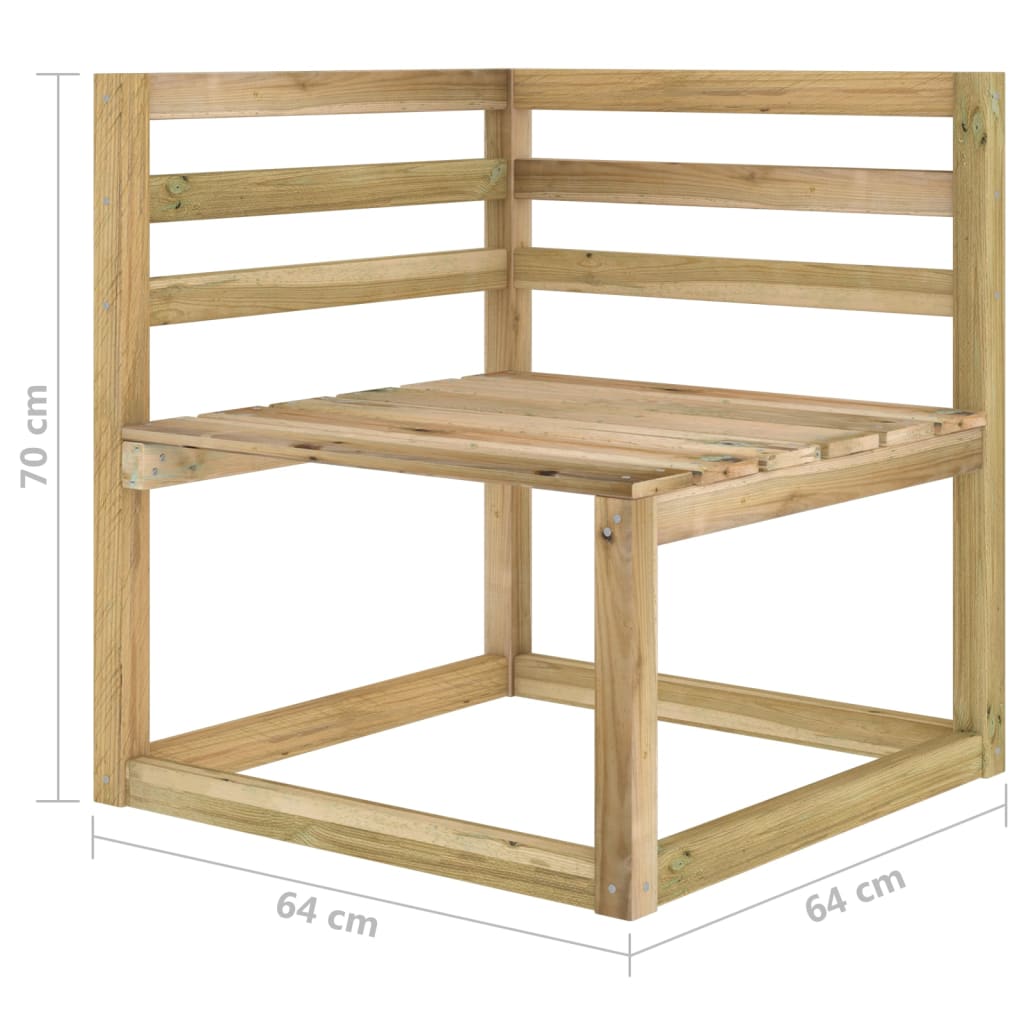 Canapé d'angle palette de jardin Bois de pin imprégné de vert