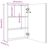 Armoire de salle de bain à miroir LED 50x13x70 cm