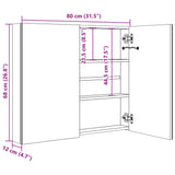 Armoire de salle de bain à miroir LED 80x12,2x68 cm