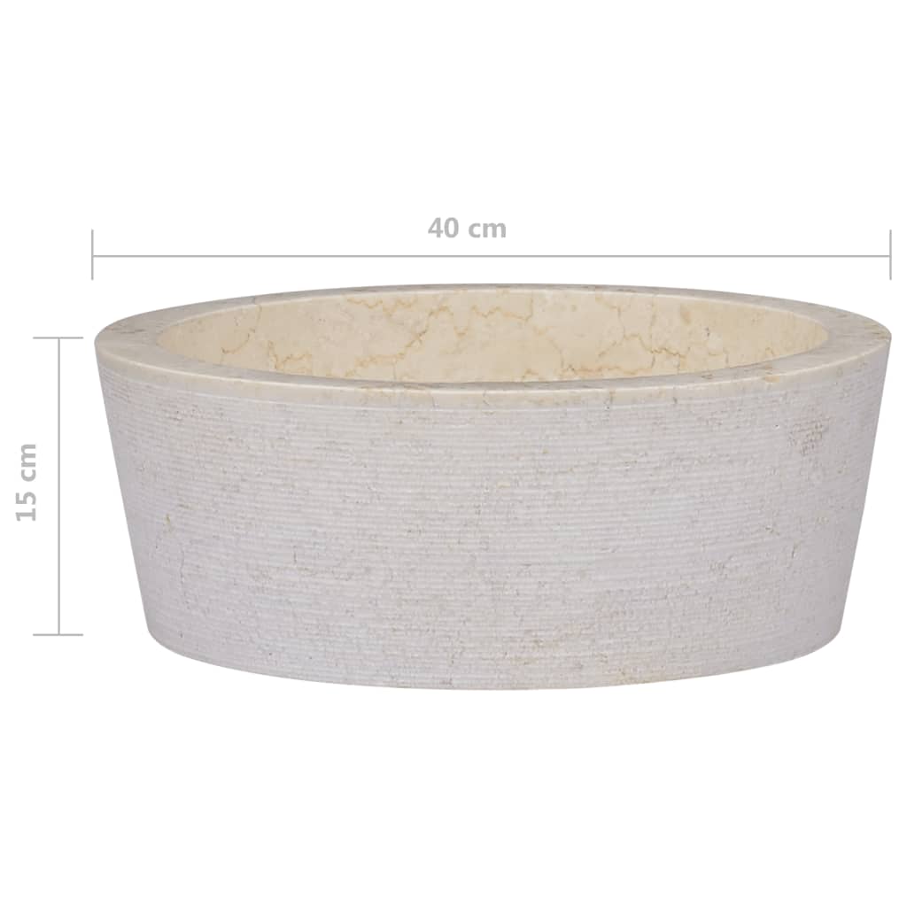 Lavabo Crème Ø40x15 cm Marbre