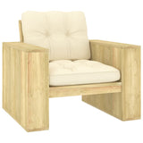 Chaise de jardin avec coussins crème Bois de pin imprégné