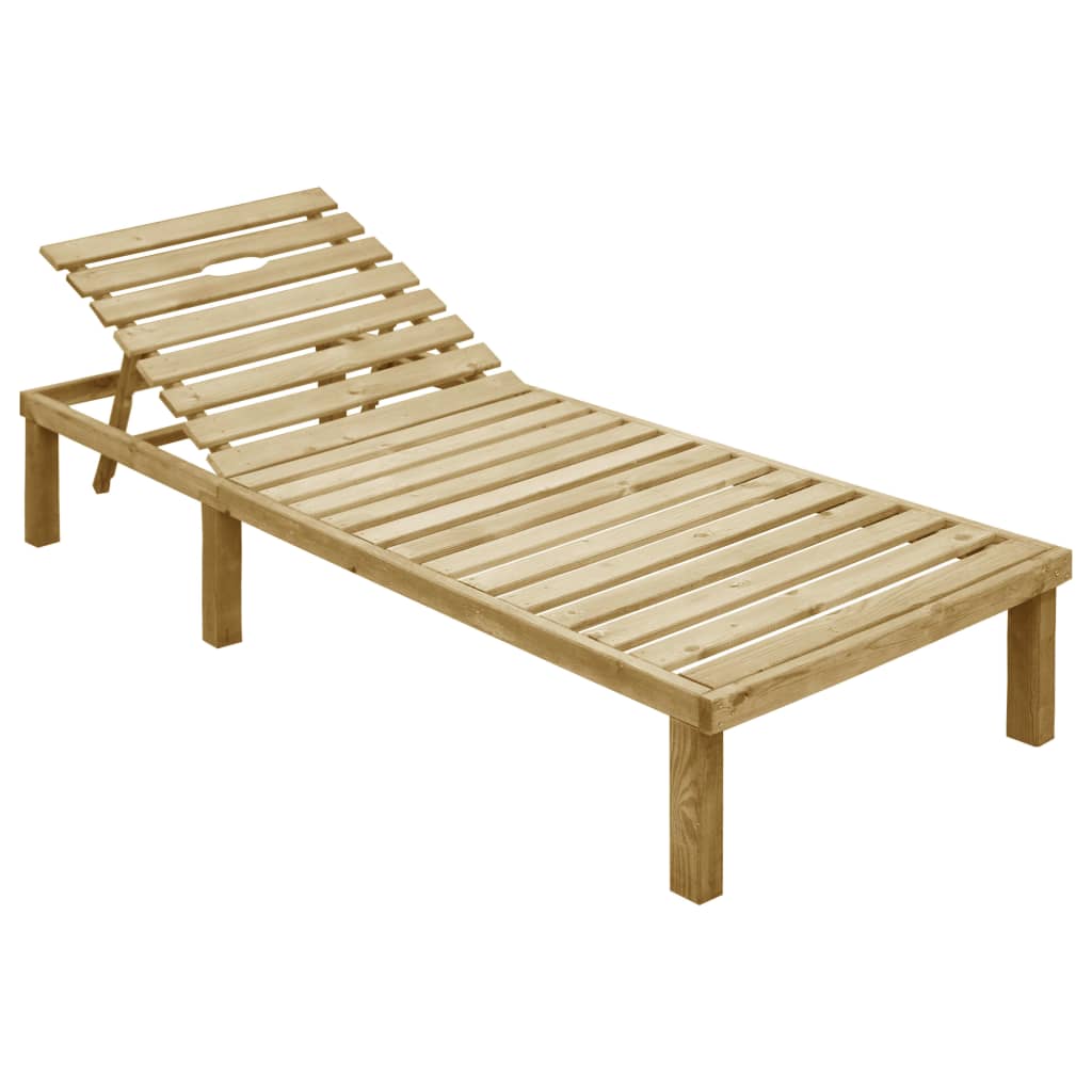 Chaise longue avec coussin crème Bois de pin imprégné