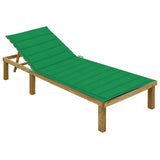 Chaise longue avec coussin vert Bois de pin imprégné