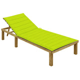 Chaise longue avec coussin vert vif Bois de pin imprégné