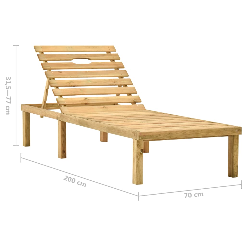 Chaise longue de jardin avec table et coussin Pin imprégné