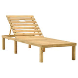 Garden lounger with table and cushion Impregnated pine