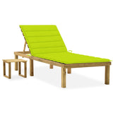 Chaise longue de jardin avec table et coussin Pin imprégné