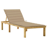 Chaise longue avec coussin beige Bois de pin imprégné