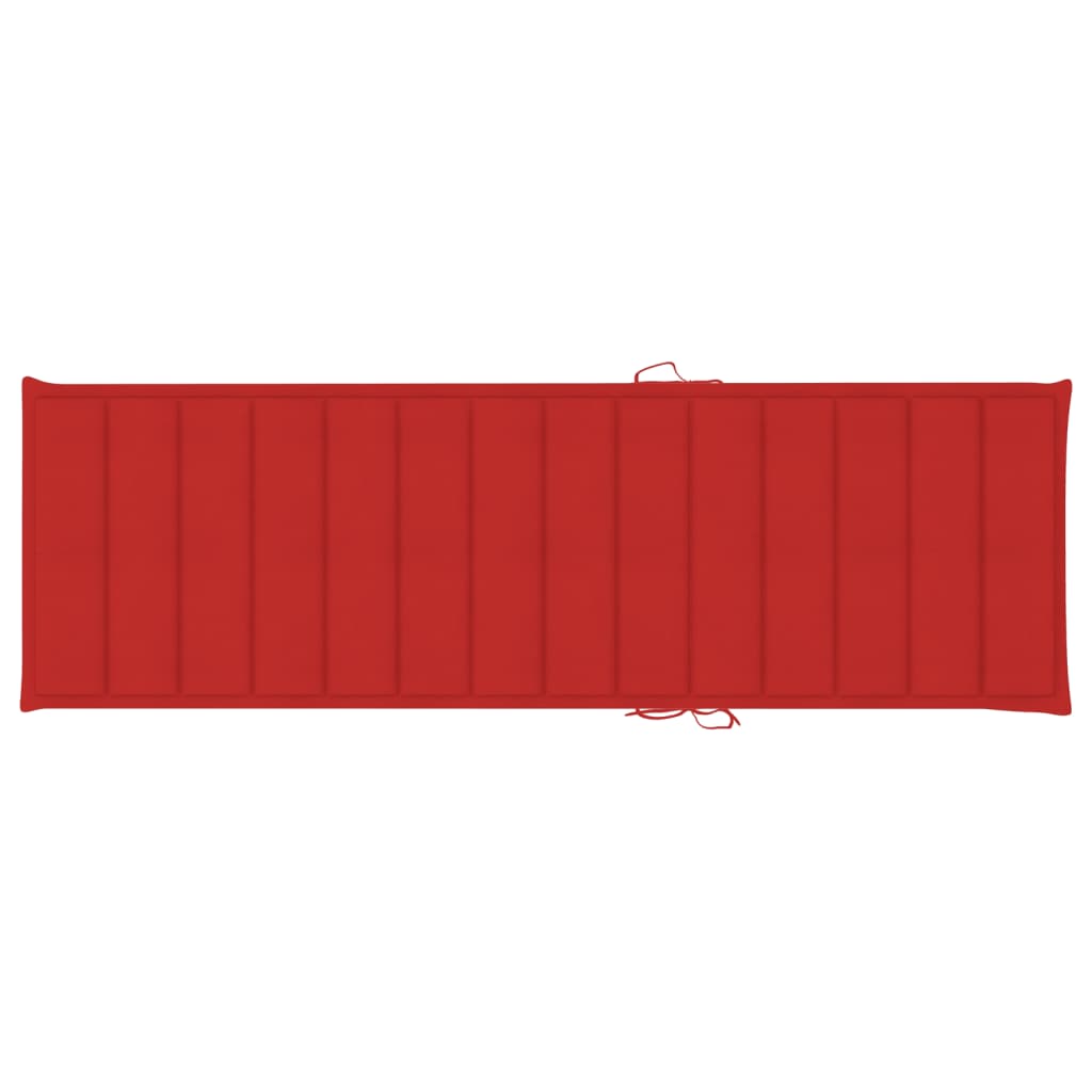 Chaise longue avec coussin rouge Bois de pin imprégné