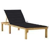 Chaise longue with black cushion Impregnated pine wood