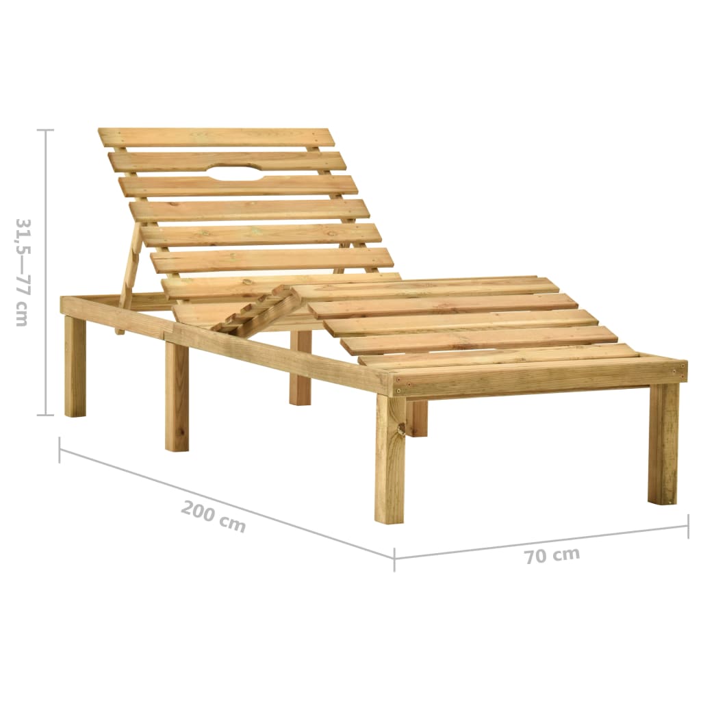 Chaise longue de jardin avec table et coussin Pin imprégné