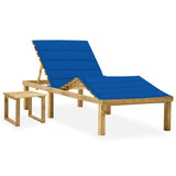 Chaise longue de jardin avec table et coussin Pin imprégné