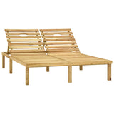 Double chaise longue and cream cushions Impregnated pine wood