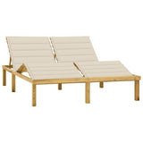 Double chaise longue and cream cushions Impregnated pine wood