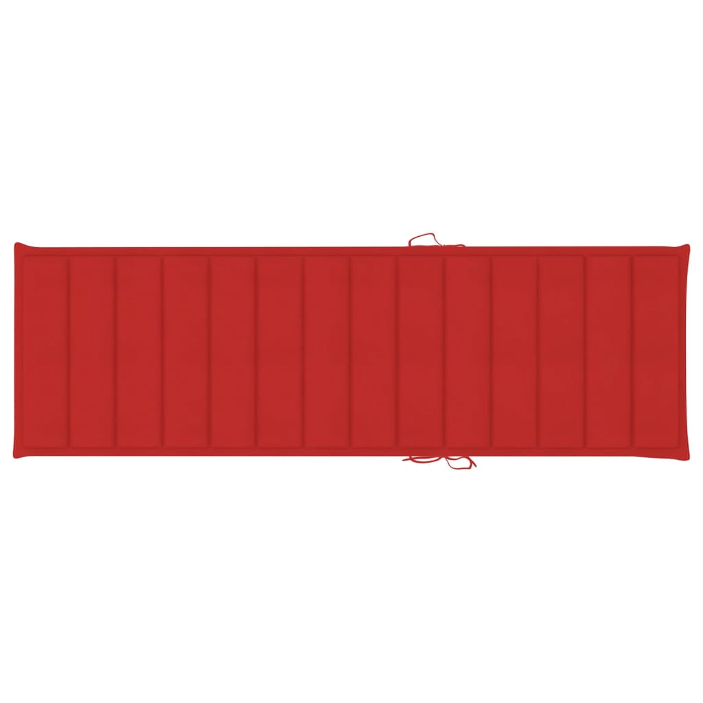 Chaise longue double et coussins rouge Bois de pin imprégné