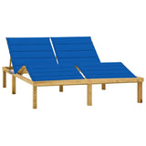 Chaise longue double et coussins bleu royal Pin imprégné