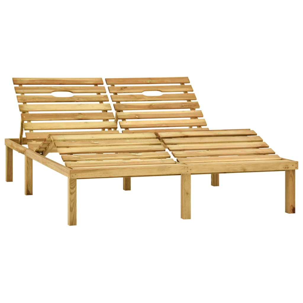 Chaise longue double avec coussins Bois de pin imprégné