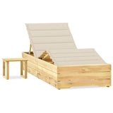 Garden lounger with table and cushion Impregnated pine