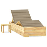 Garden lounger with table and cushion Impregnated pine