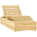 Garden lounger with table and cushion Impregnated pine