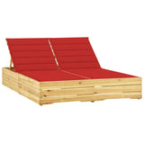 Chaise longue double et coussins rouge Bois de pin imprégné