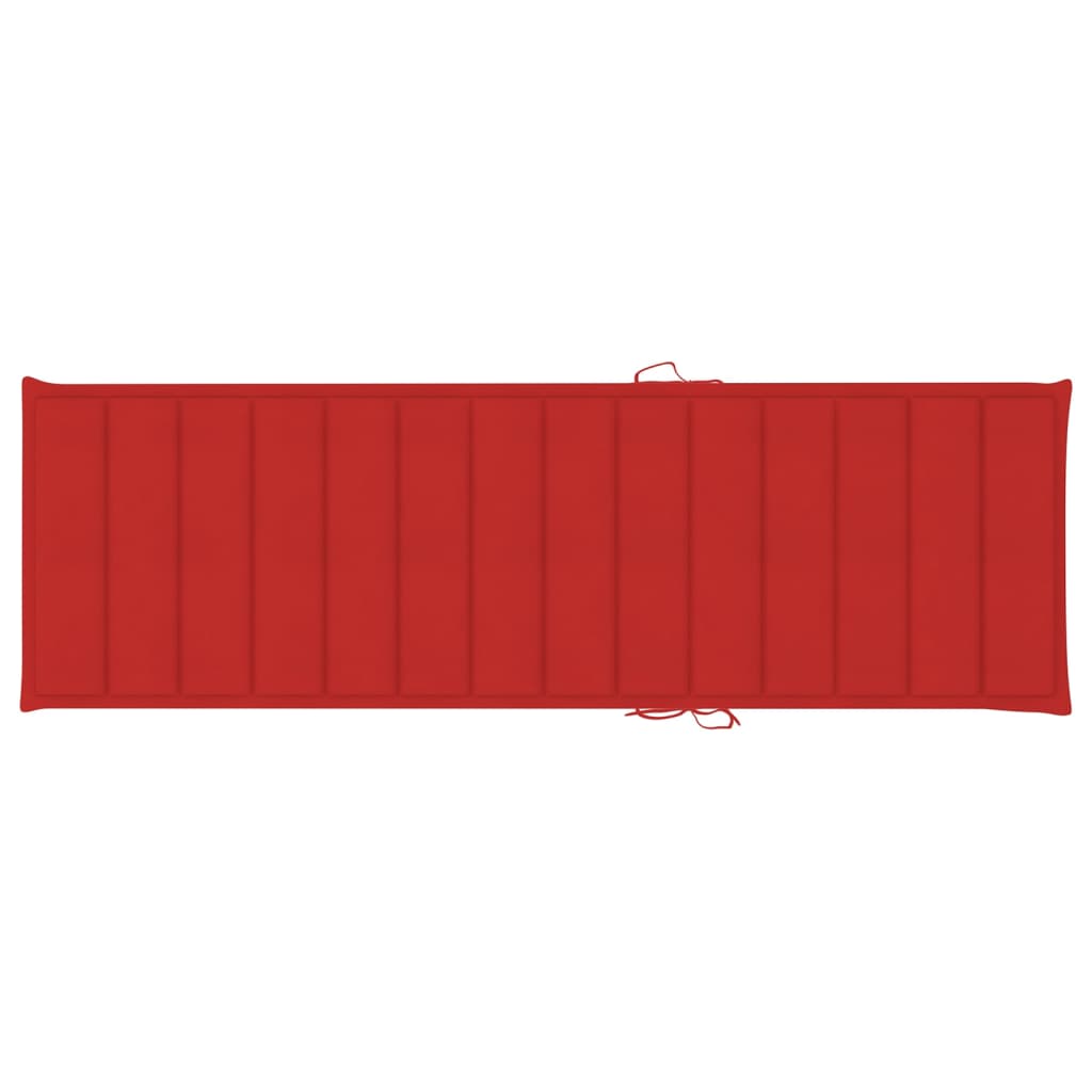 Chaise longue double et coussins rouge Bois de pin imprégné