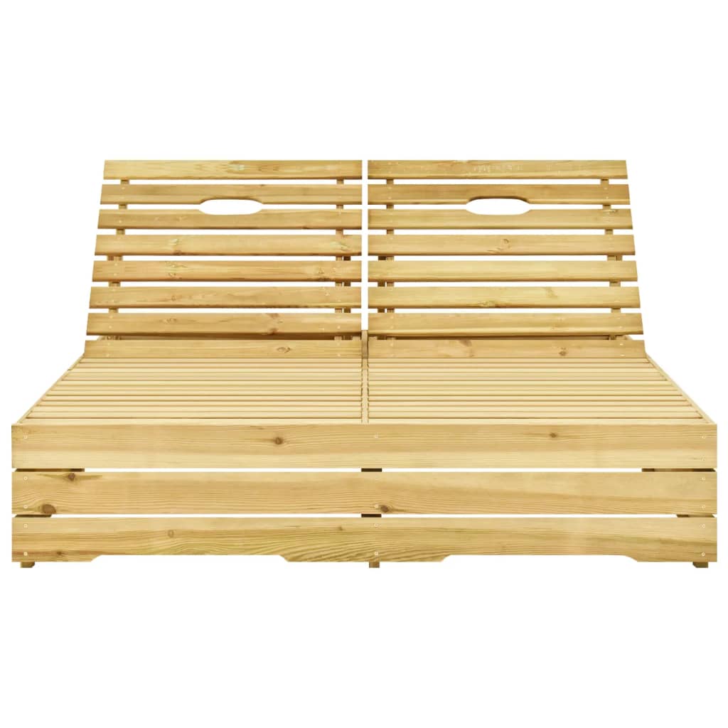 Chaise longue double avec coussins Bois de pin imprégné