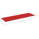 Chaise longue double et coussins rouge Bois de pin imprégné