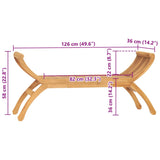 Gartenbank 126 cm Massives Teakholz