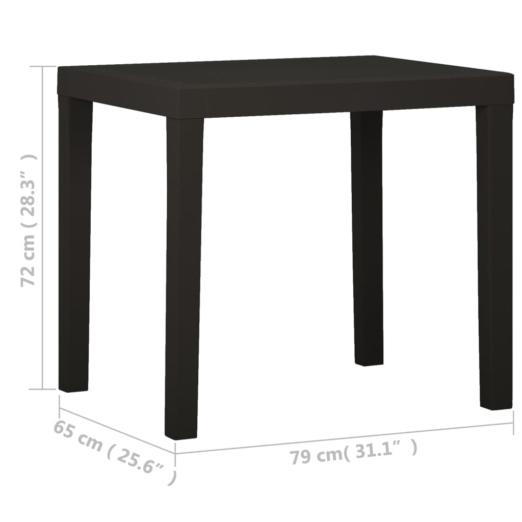 Table de jardin Anthracite 79x65x72 cm Plastique