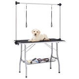 Table de toilettage réglable de chiens avec 2 boucles et panier