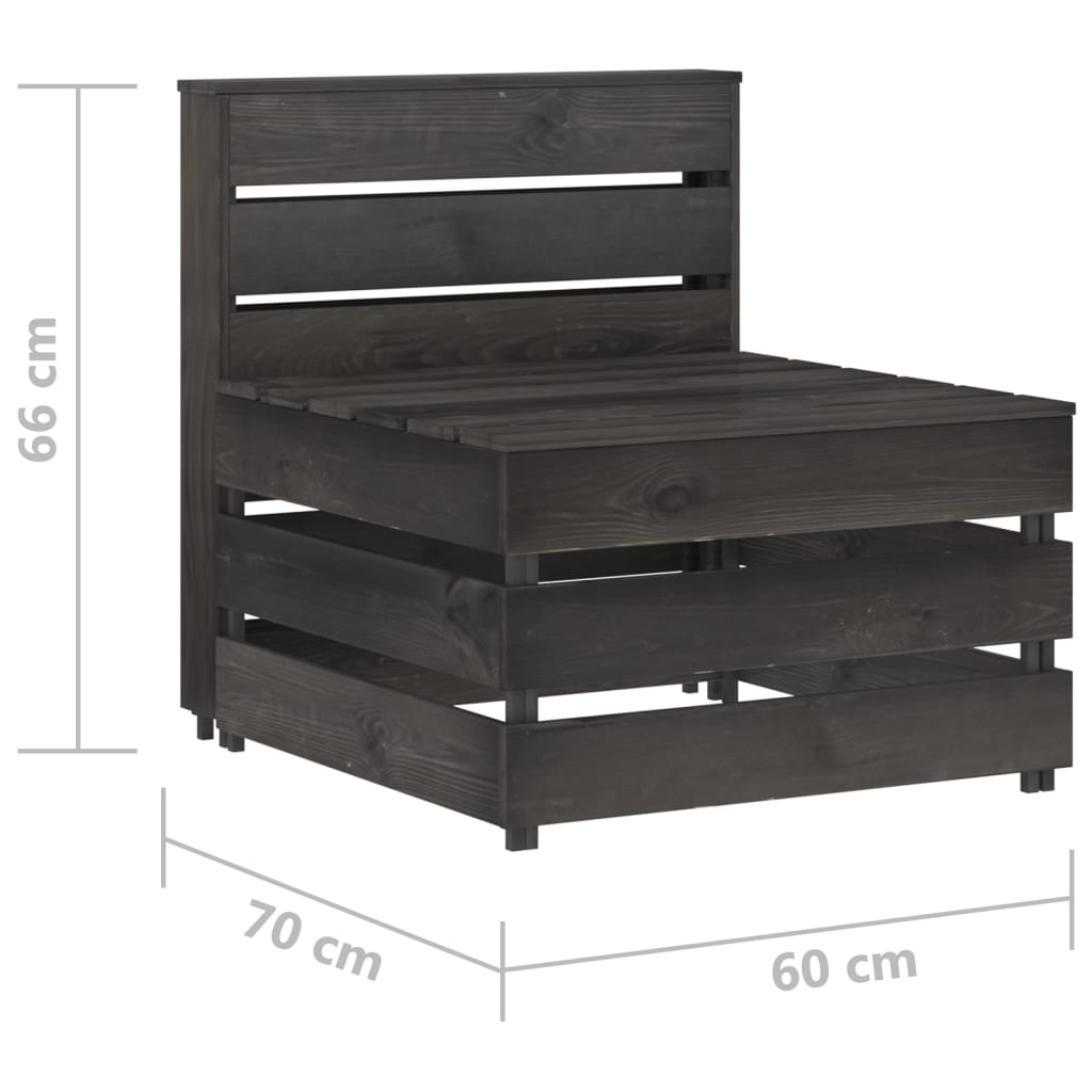 Zentrales Sofa aus grauem Gartenpalettenholz mit imprägniertem Kiefernholz