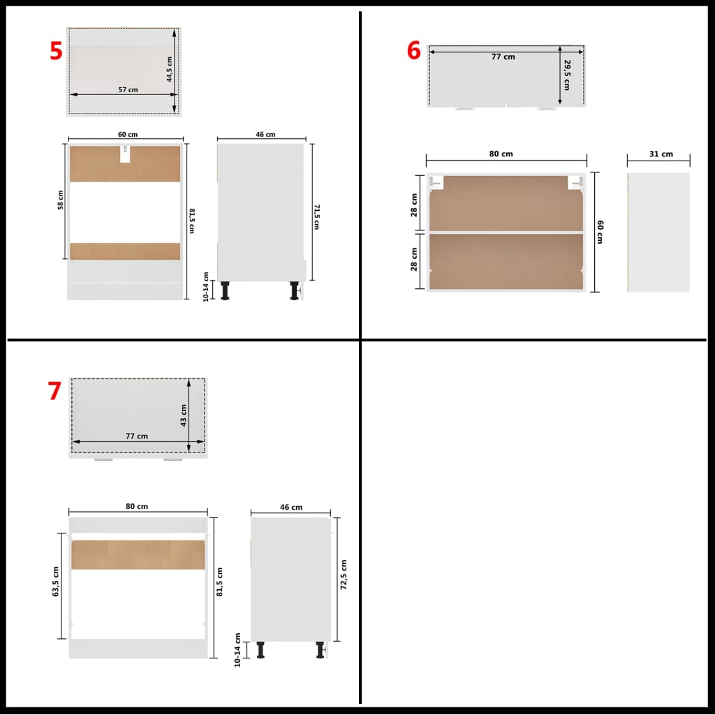 Ensemble de meubles de cuisine 7 pcs Blanc Aggloméré