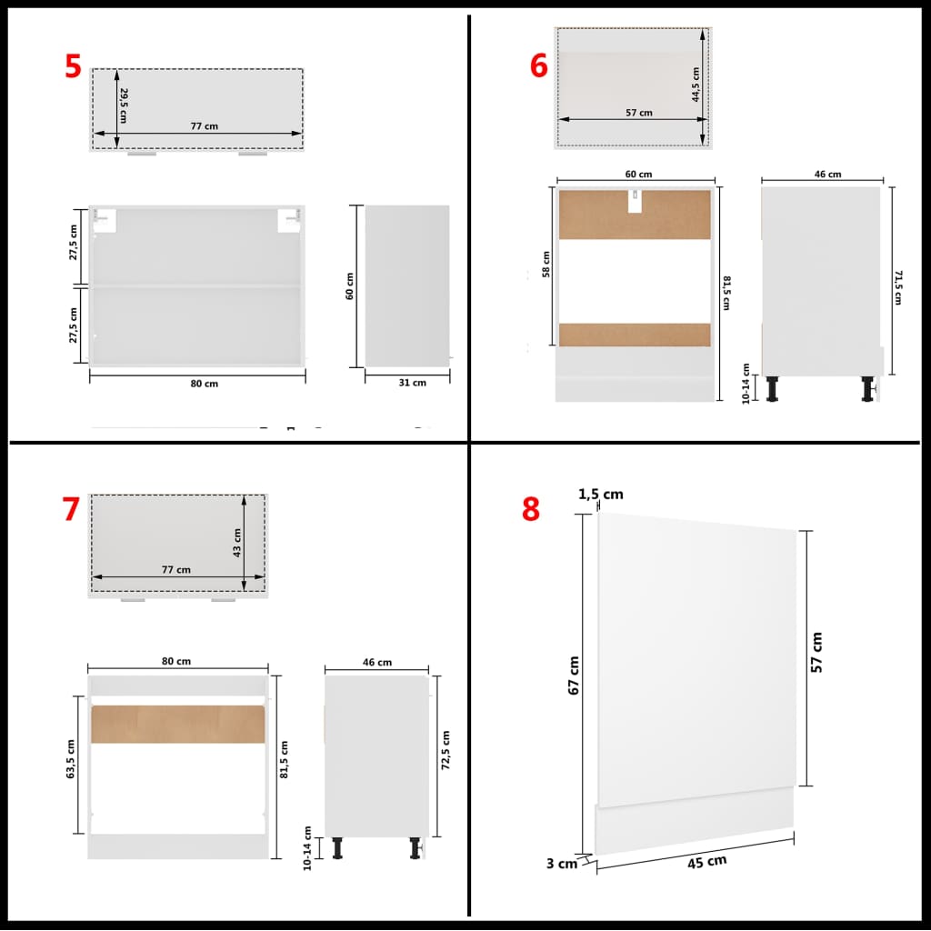 Küchenmöbel-Set 8-tlg. Spanplatte Weiß