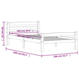 Cadre de lit sans matelas bois massif de pin 100x200 cm