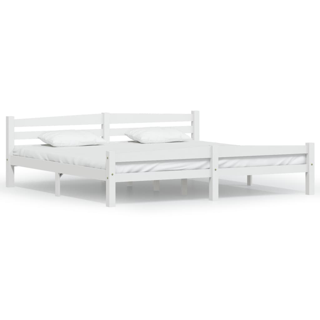 Cadre de lit sans matelas blanc bois massif de pin 200x200 cm