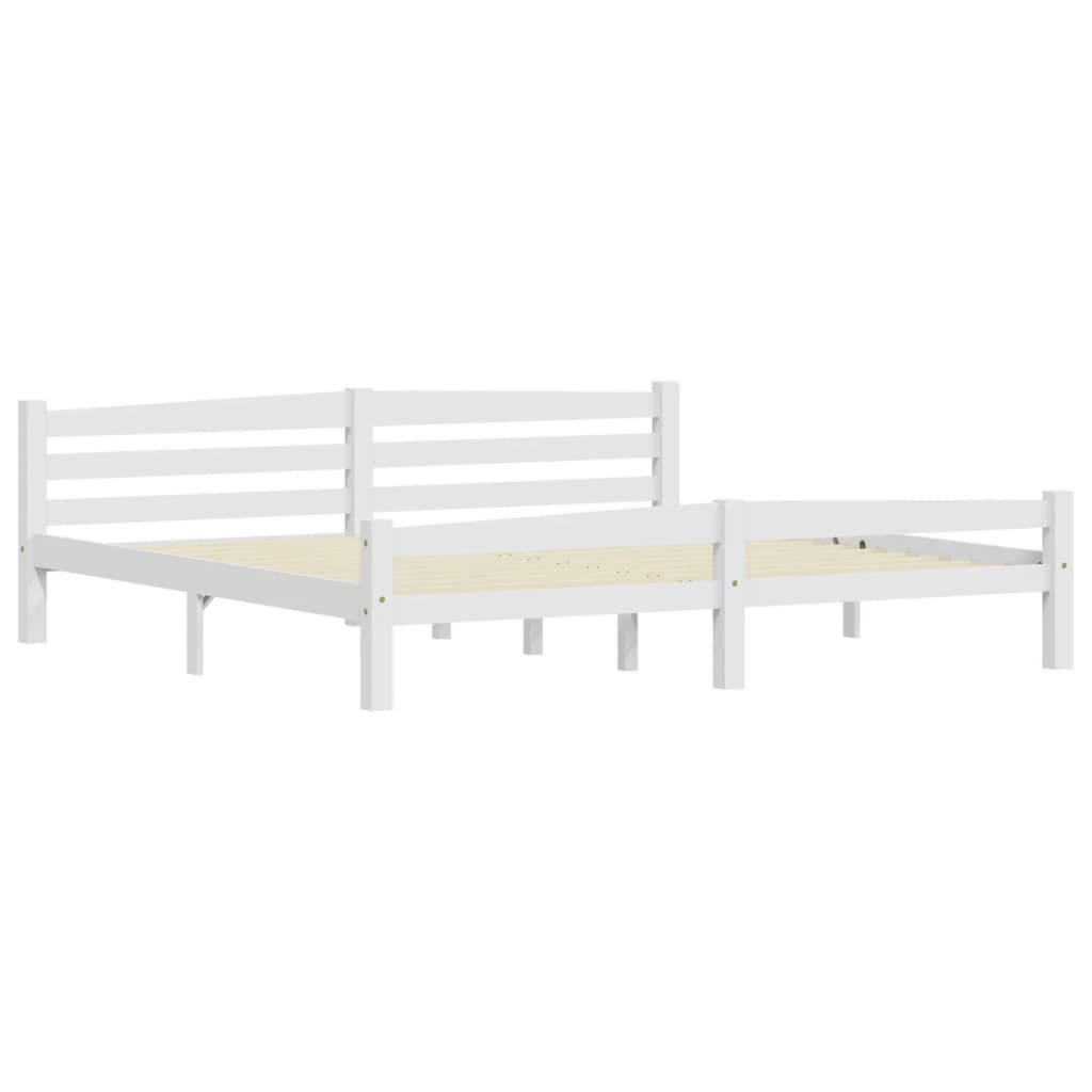 Cadre de lit sans matelas blanc bois massif de pin 200x200 cm