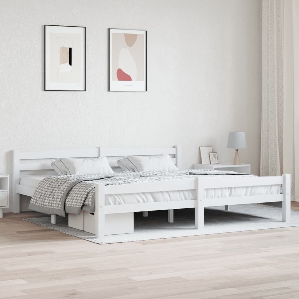 Cadre de lit sans matelas blanc bois massif de pin 200x200 cm