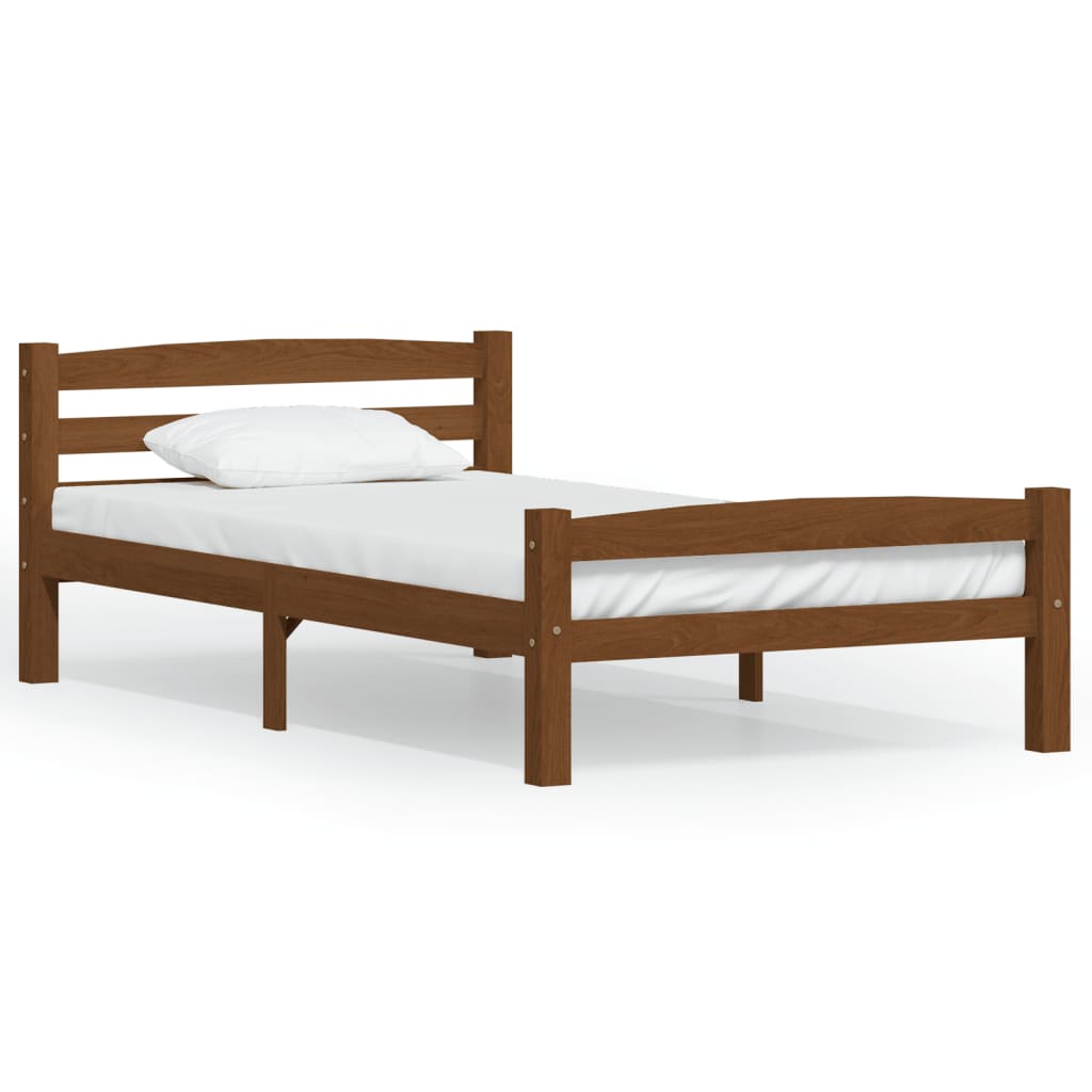 Cadre de lit sans matelas Marron miel Bois pin massif 90x200 cm