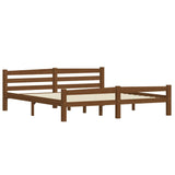 Cadre de lit sans matelas marron miel bois massif pin 180x200cm