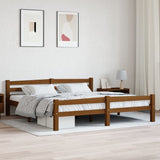 Cadre de lit sans matelas marron miel bois massif pin 180x200cm