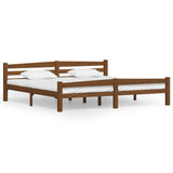 Cadre de lit sans matelas marron miel bois pin massif 200x200cm