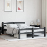 Cadre de lit sans matelas gris foncé pin massif 120x200 cm